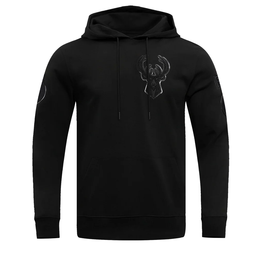 NBA MILWAUKEE BUCKS TRIPLE BLACK LOGO MEN'S PULLOVER HOODIE