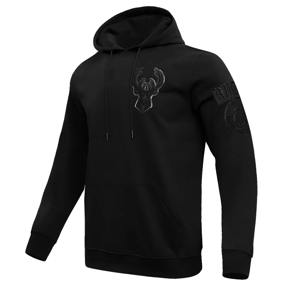 NBA MILWAUKEE BUCKS TRIPLE BLACK LOGO MEN'S PULLOVER HOODIE