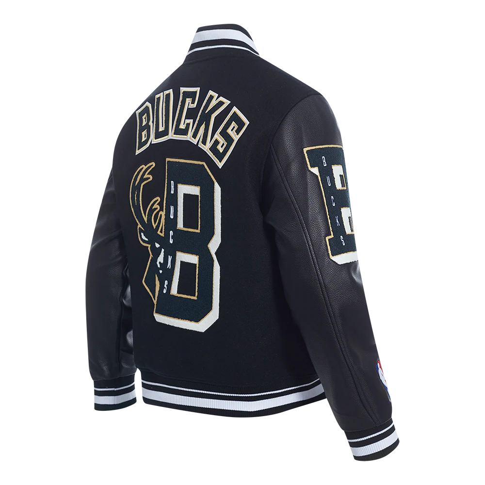 NBA MILWAUKEE BUCKS MASHUP MEN'S RIB WOOL VARSITY JACKET