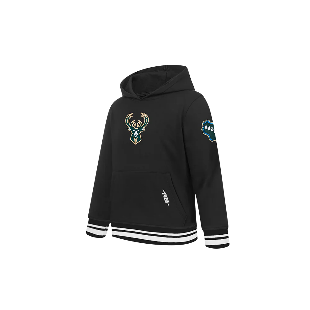 NBA MILWAUKEE BUCKS RETRO CLASSIC TODDLER BOYS RIB FLEECE PULLOVER HOODIE