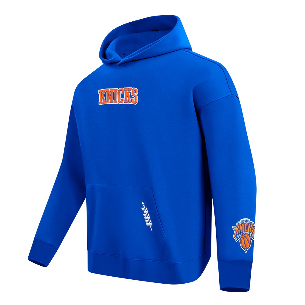 NBA NEW YORK KNICKS WINGSPAN MEN'S DROP SHOULDER FLEECE PULLOVER HOODIE