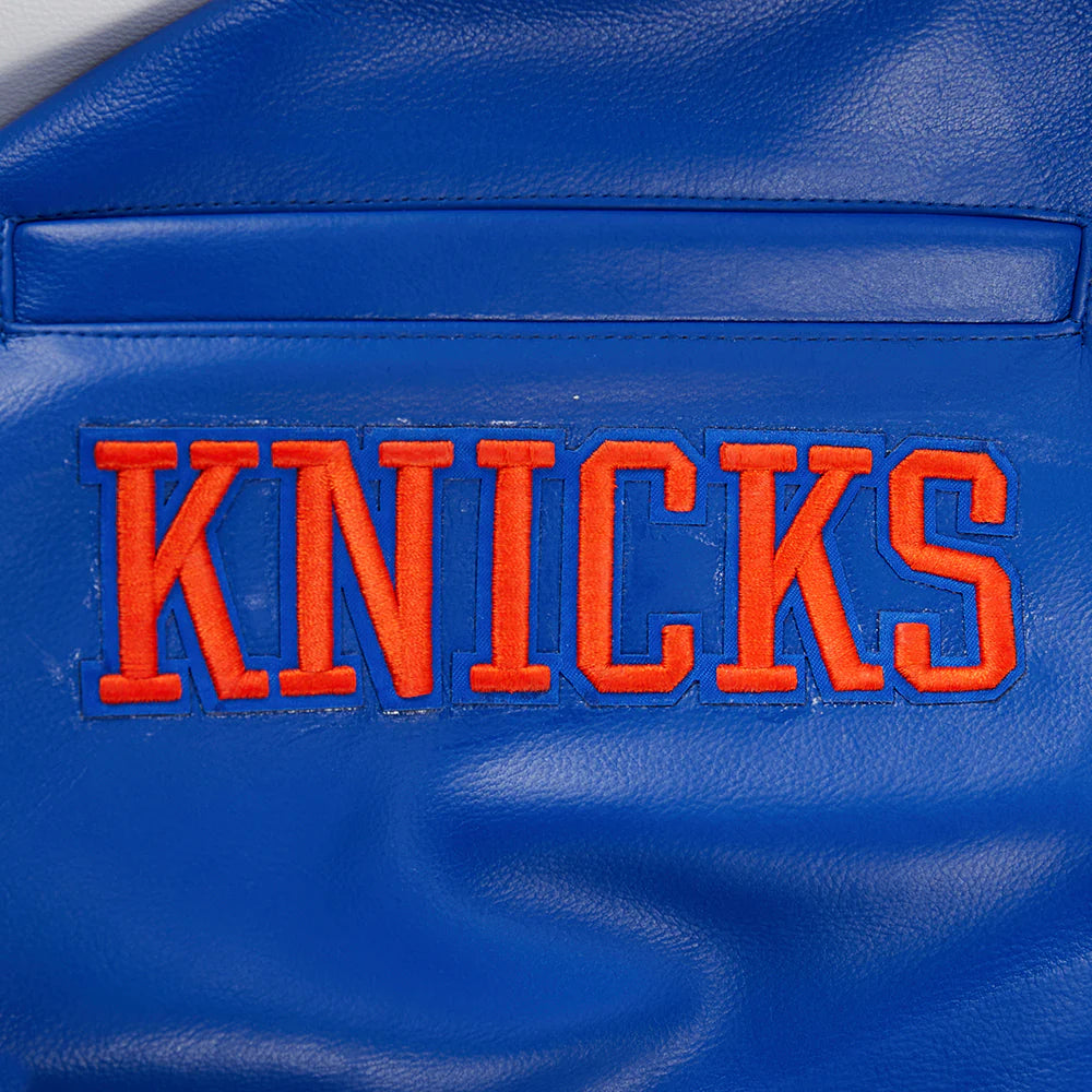 NBA NEW YORK KNICKS CITY SIGNATURE MEN'S LEATHER VARSITY JACKET