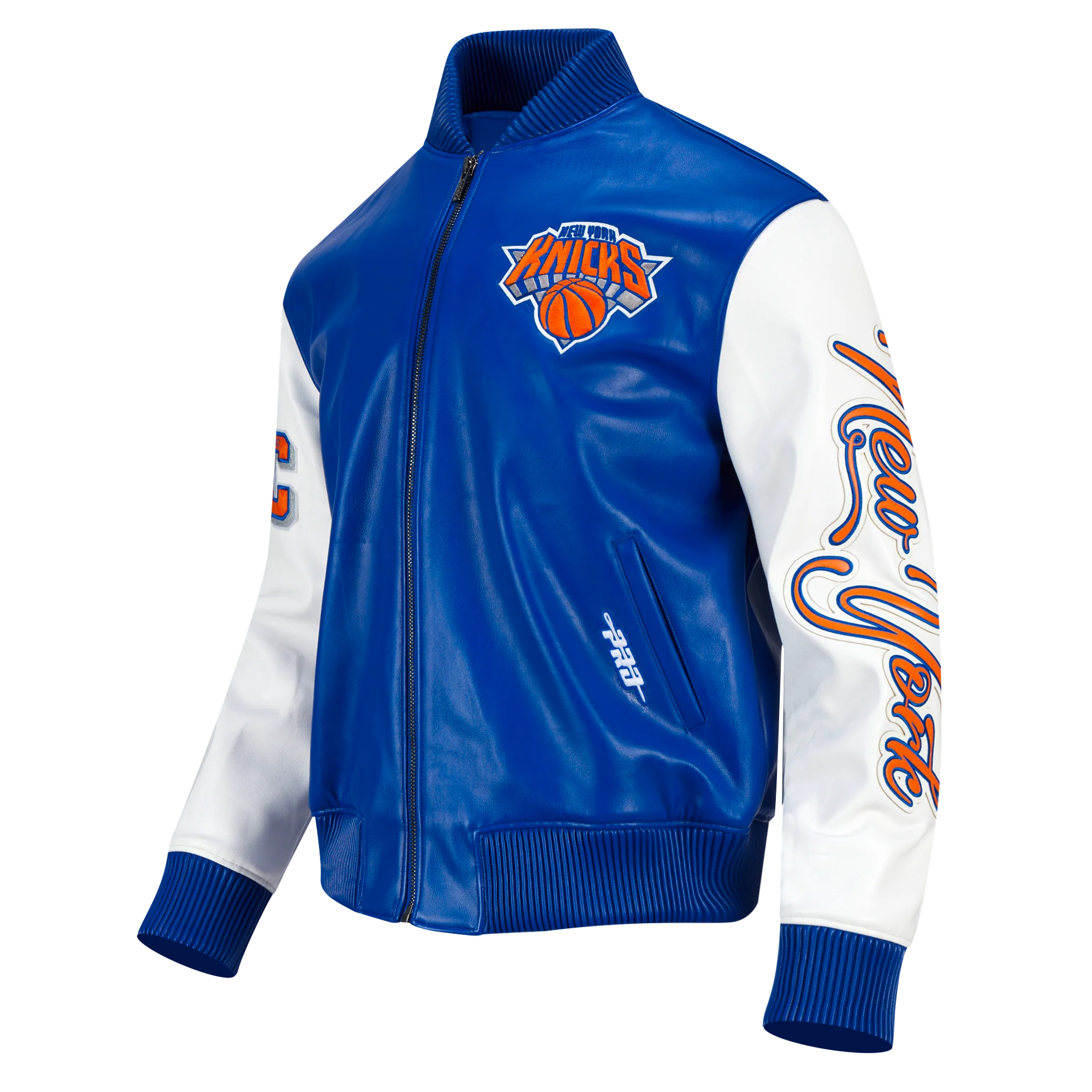 NBA NEW YORK KNICKS CITY SIGNATURE MEN'S LEATHER VARSITY JACKET