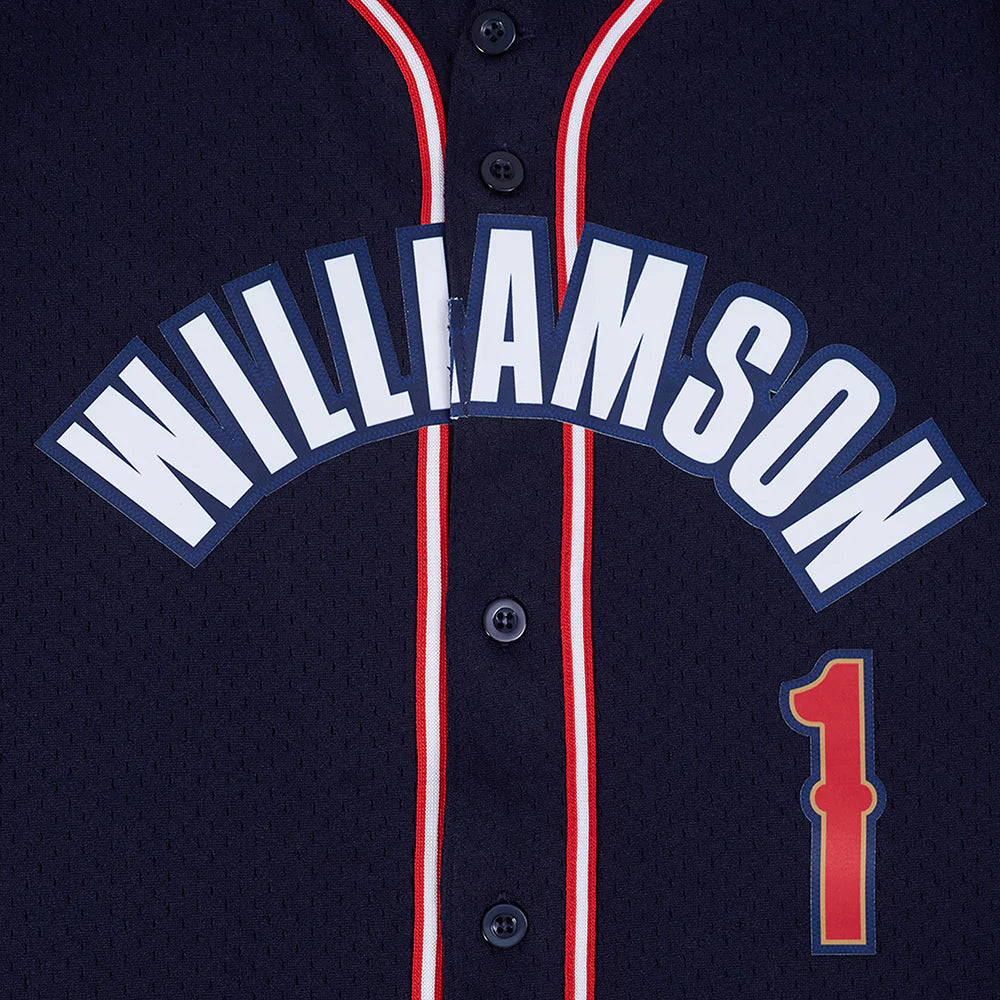 NBA NEW ORLEANS PELICANS ZION WILLIAMSON #1 CLASSIC MESH PNN MEN'S MESH BUTTON DOWN SHIRT