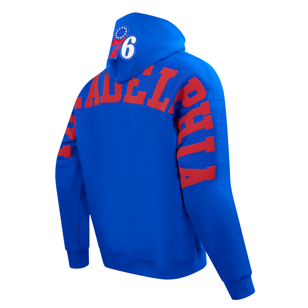 NBA PHILADELPHIA 76ERS WINGSPAN MEN'S DROP SHOULDER FLEECE PULLOVER HOODIE