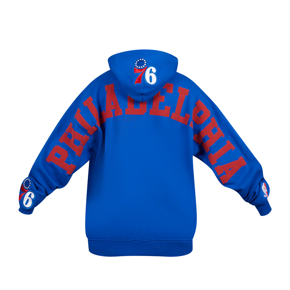 NBA PHILADELPHIA 76ERS WINGSPAN MEN'S DROP SHOULDER FLEECE PULLOVER HOODIE