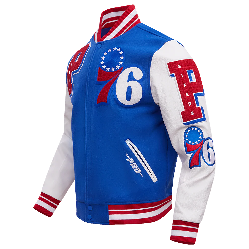 NBA PHILADELPHIA 76ERS MASHUP MEN'S RIB WOOL VARSITY JACKET