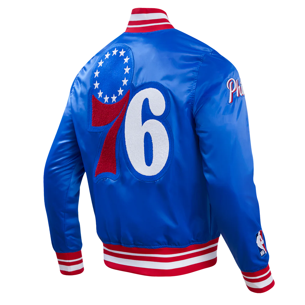 NBA PHILADELPHIA 76ERS RETRO CLASSIC MEN'S RIB SATIN JACKET