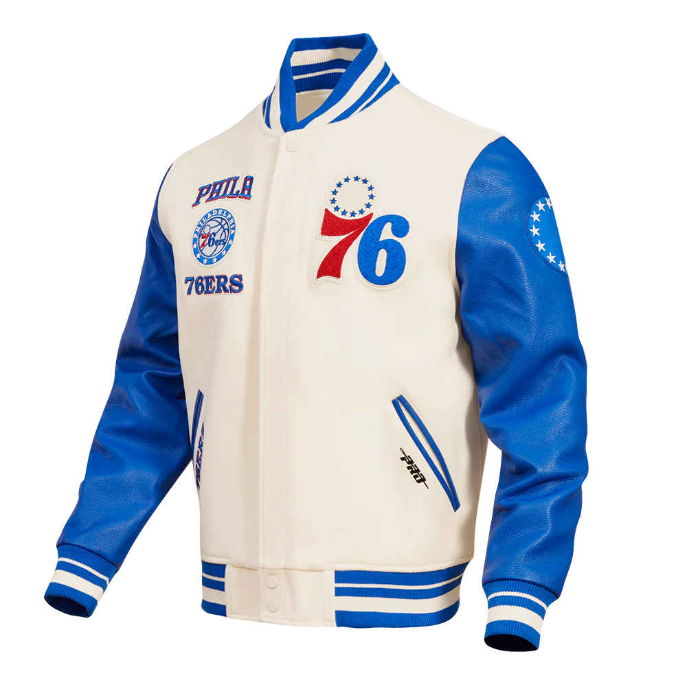 NBA PHILADELPHIA 76ERS RETRO CLASSIC MEN'S RIB WOOL VARSITY JACKET