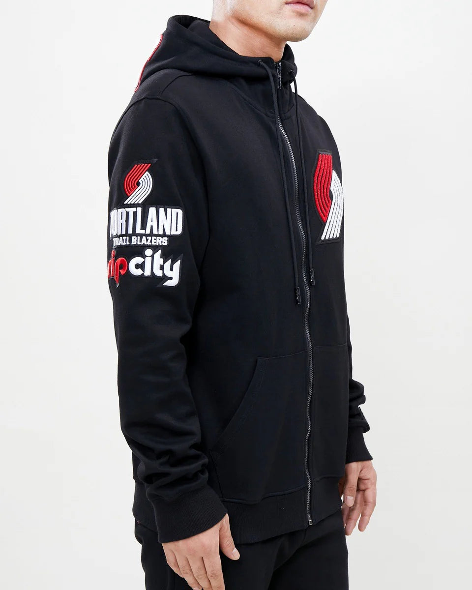 NBA PORTLAND TRAIL BLAZERS CLASSIC CHENILLE MEN'S FULL ZIP PULLOVER HOODIE