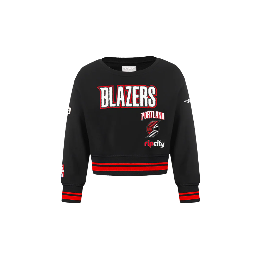 NBA PORTLAND TRAIL BLAZERS RETRO CLASSIC TODDLER GIRLS RIB FLEECE CREWNECK