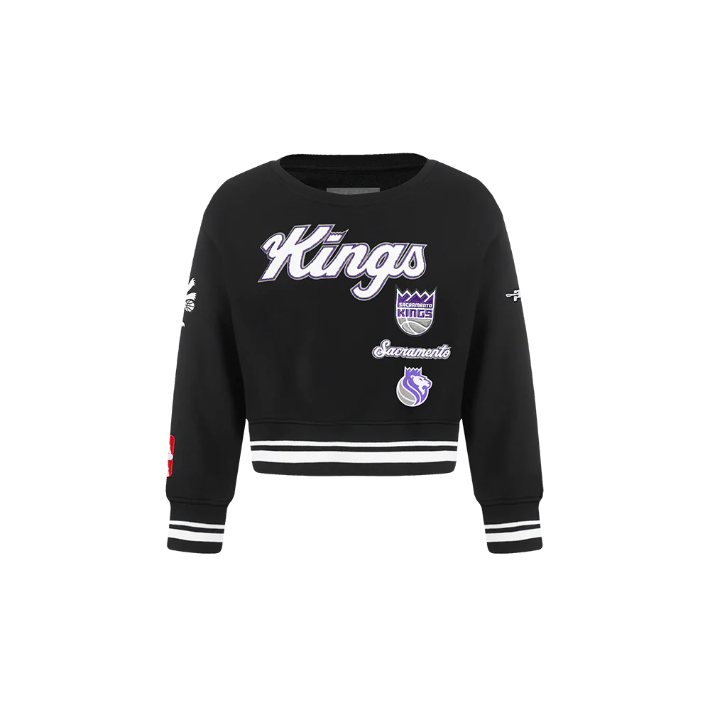 NBA SACRAMENTO KINGS RETRO CLASSIC TODDLER GIRLS RIB FLEECE CREWNECK