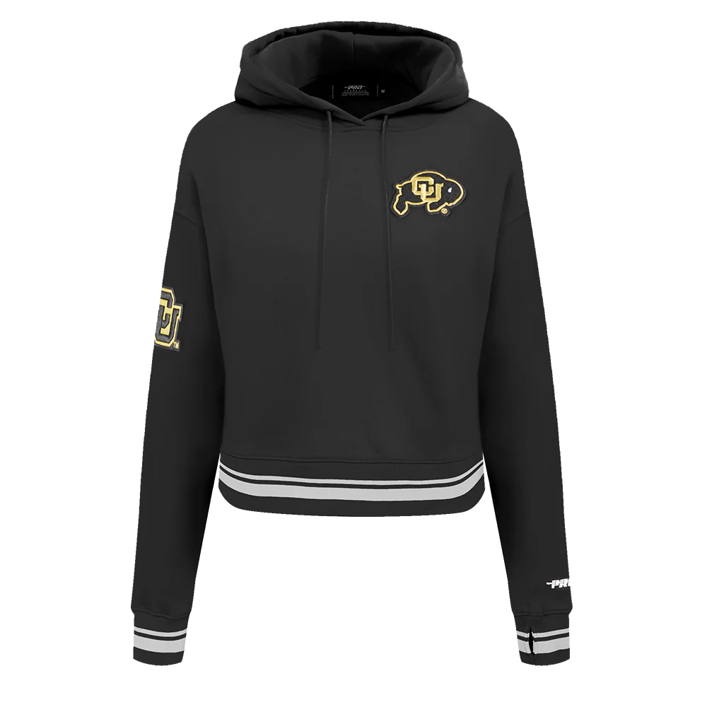 UNIVERSITY OF COLORADO CLASSIC WOMEN'S RIB FLEECE CROPPED PULLOVER HOODIE