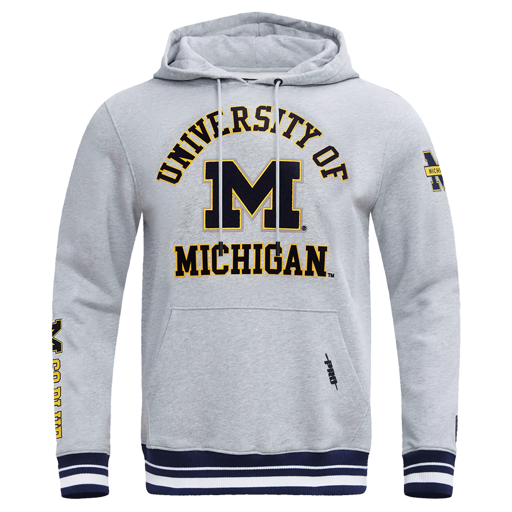 UNIVERSITY OF MICHIGAN CLASSIC MEN'S STACKED LOGO PULLOVER HOODIE