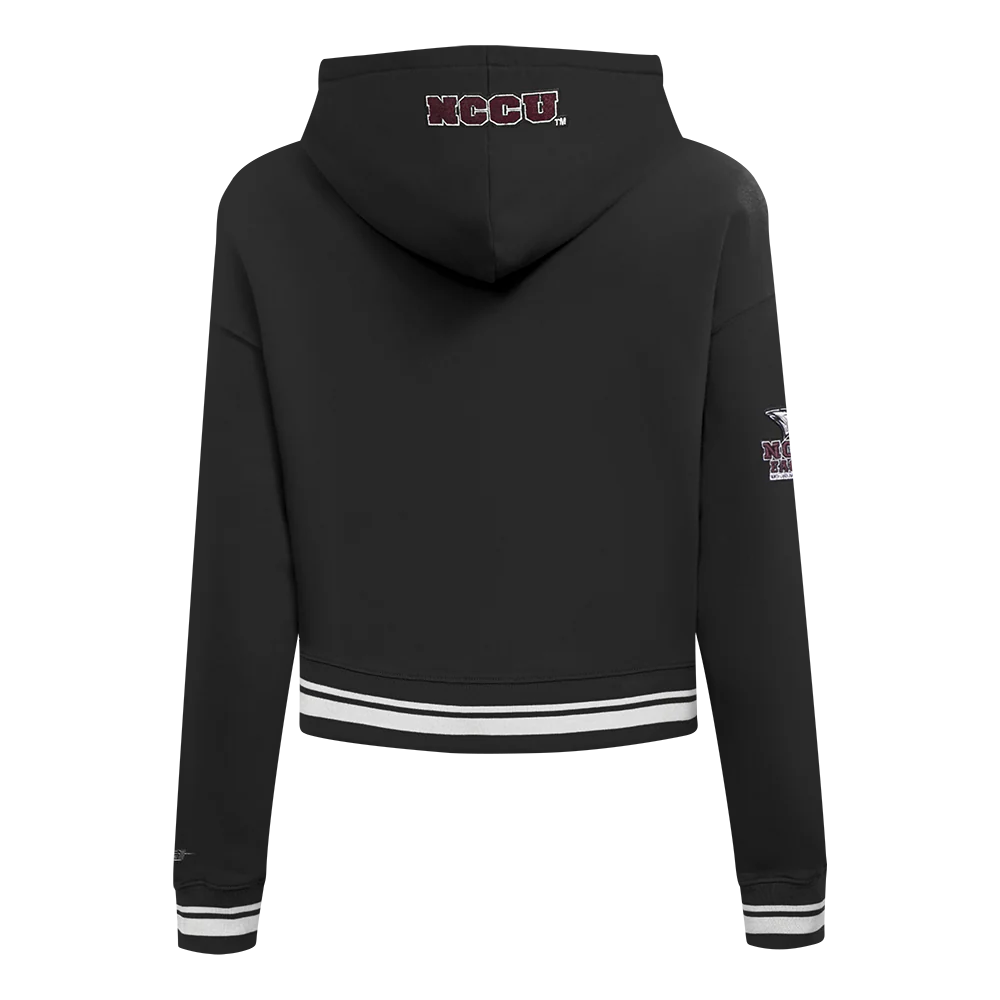 NORTH CAROLINA CENTRAL UNIVERSITY CLASSIC RIB FLEECE CROPPED PULLOVER HOODIE