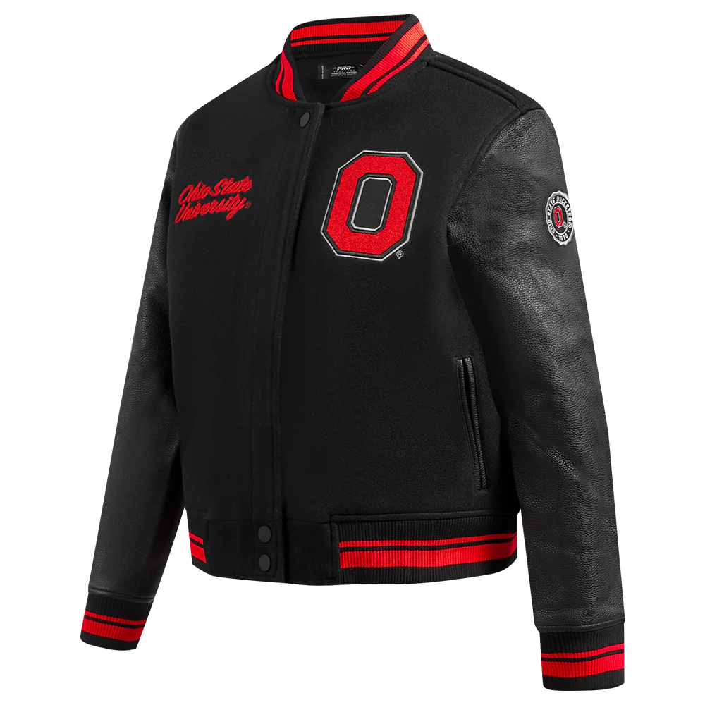 OHIO STATE UNIVERSITY CLASSIC WOMEN'S RIB WOOL VARSITY JACKET