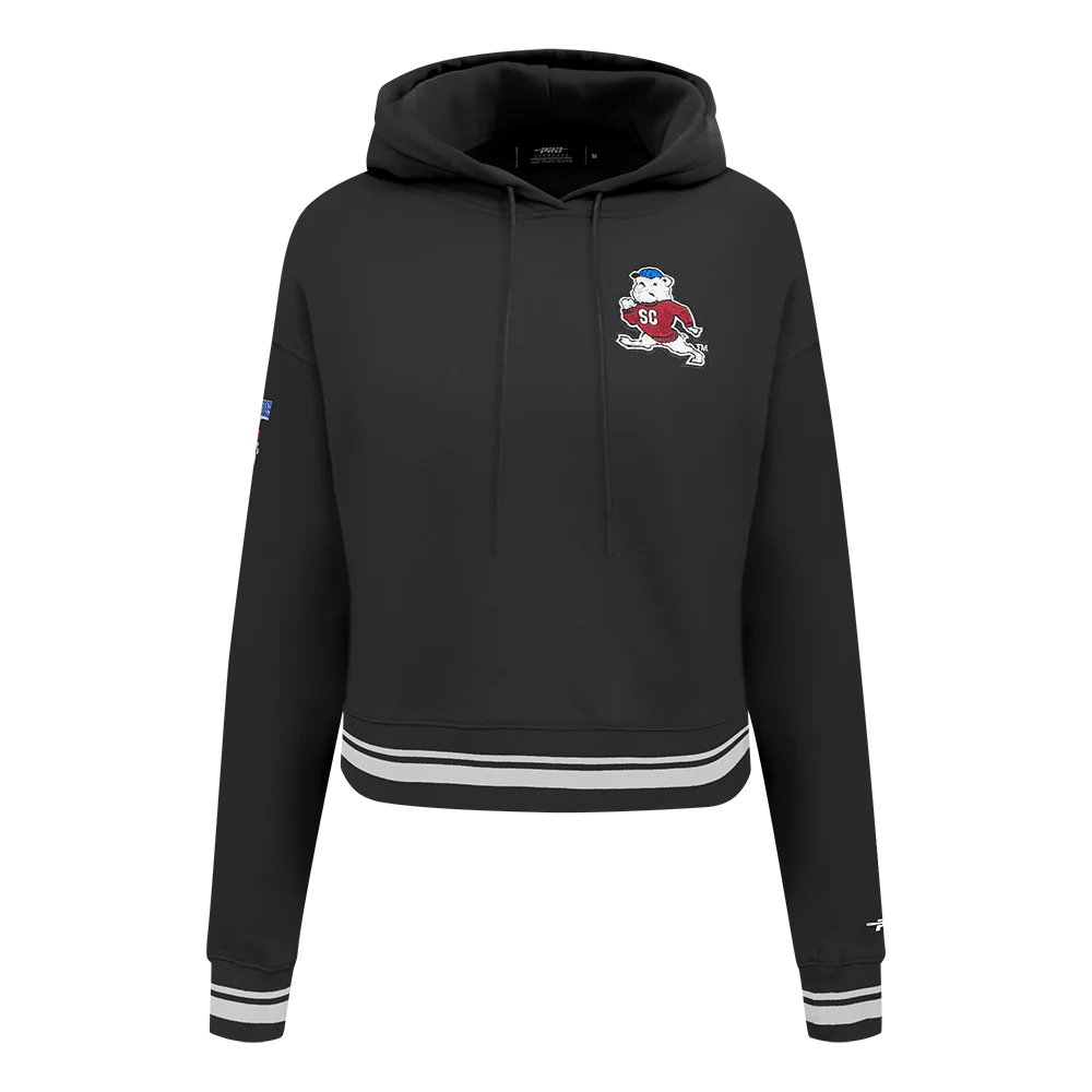 SOUTH CAROLINA STATE UNIVERSITY CLASSIC RIB FLEECE CROPPED PULLOVER HOODIE