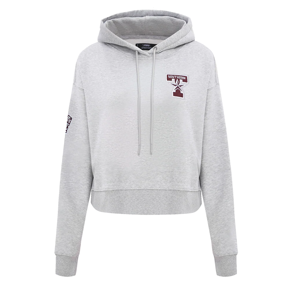 TEXAS SOUTHERN UNIVERSITY CLASSIC WOMEN'S FLEECE CROPPED PULLOVER HOODIE