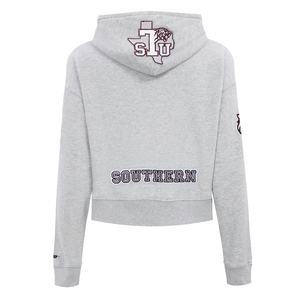 TEXAS SOUTHERN UNIVERSITY CLASSIC WOMEN'S FLEECE CROPPED PULLOVER HOODIE