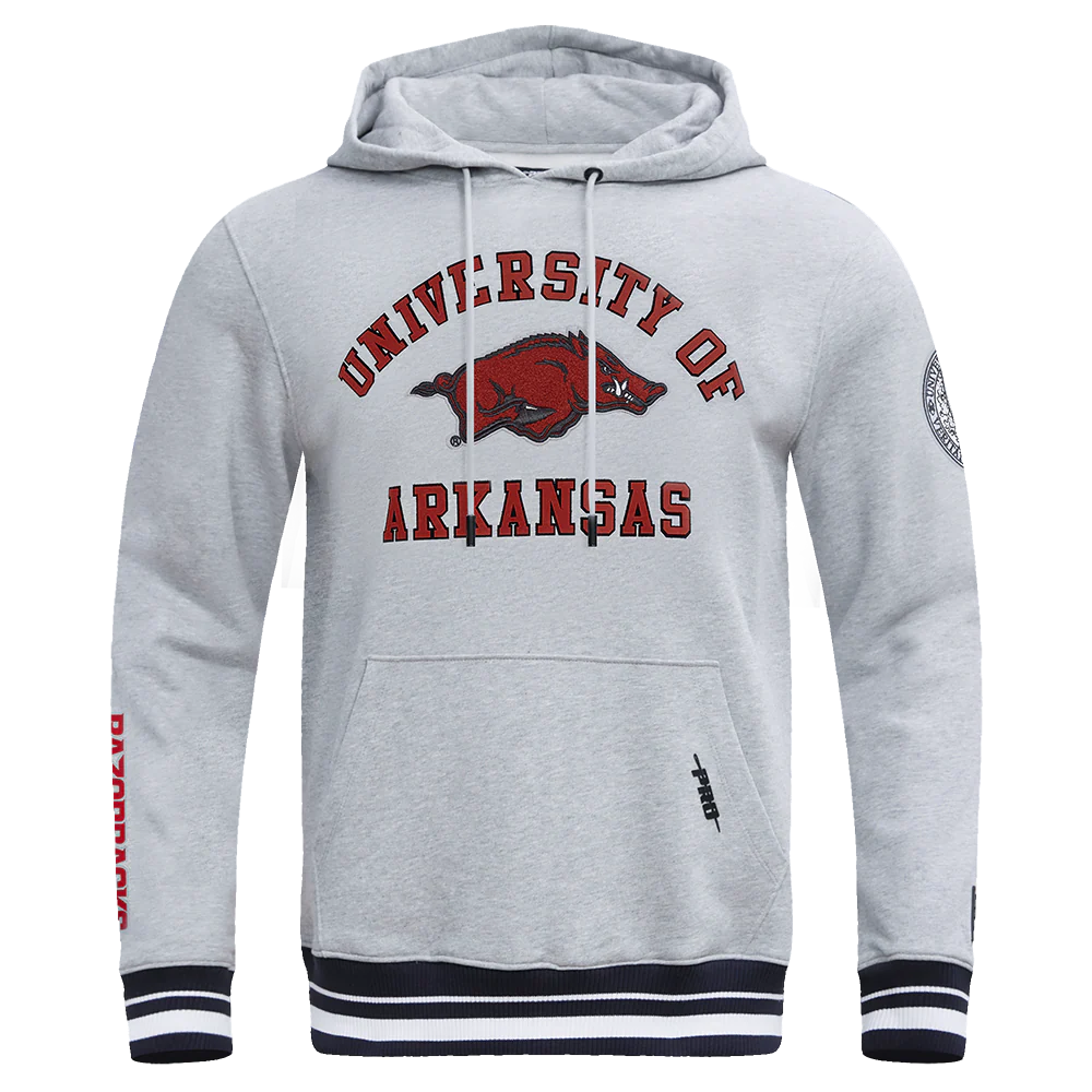UNIVERSITY OF ARKANSAS CLASSIC MEN'S STACKED LOGO PULLOVER HOODIE