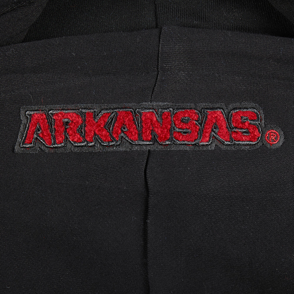 UNIVERSITY OF ARKANSAS FAYETTEVILLE CLASSIC RIB FLEECE CROPPED PULLOVER HOODIE