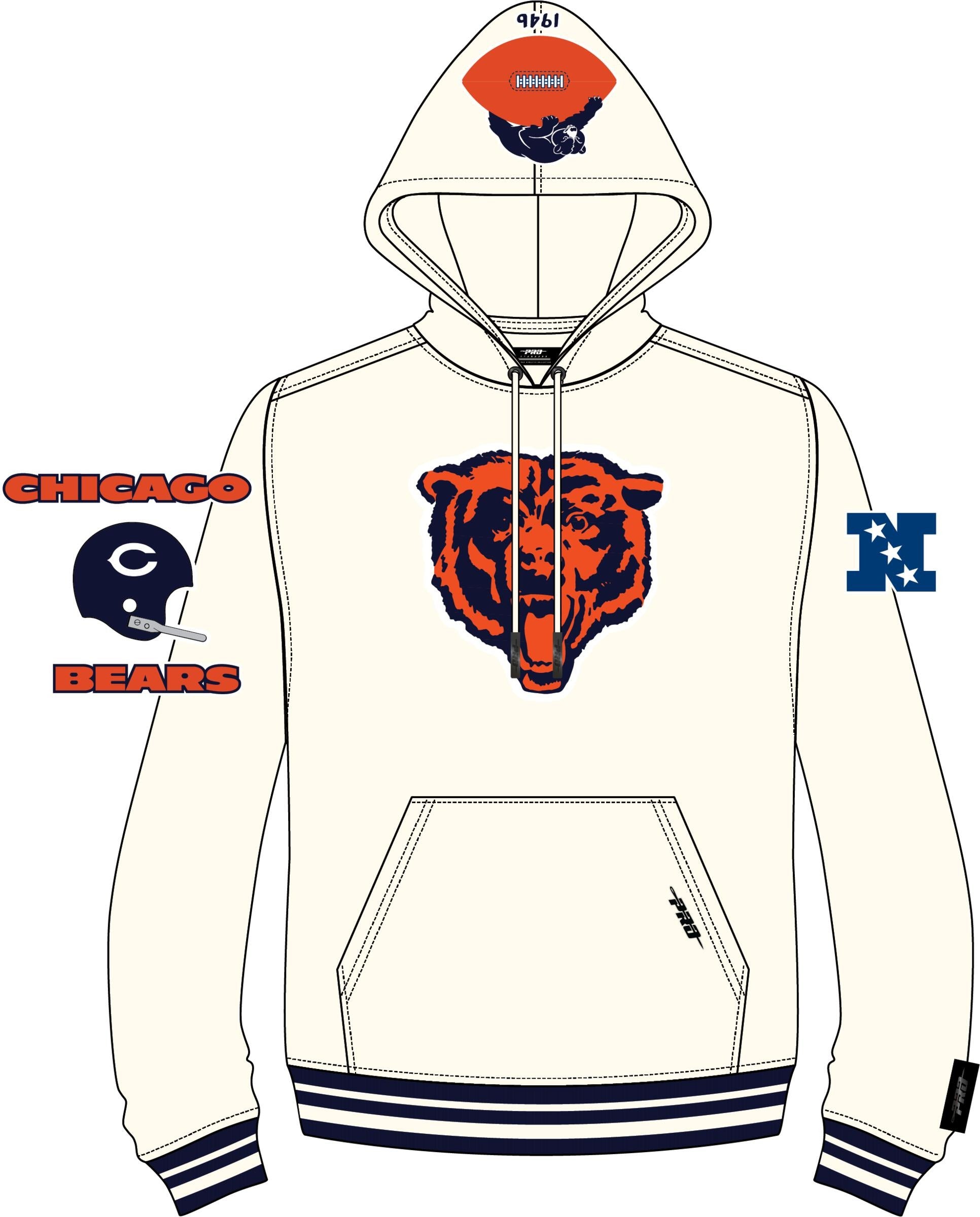 CHICAGO BEARS RETRO CLASSIC FLC PO HOODIE