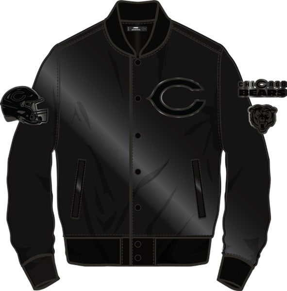 CHICAGO BEARS TRIPLE BLACK SATIN JACKET