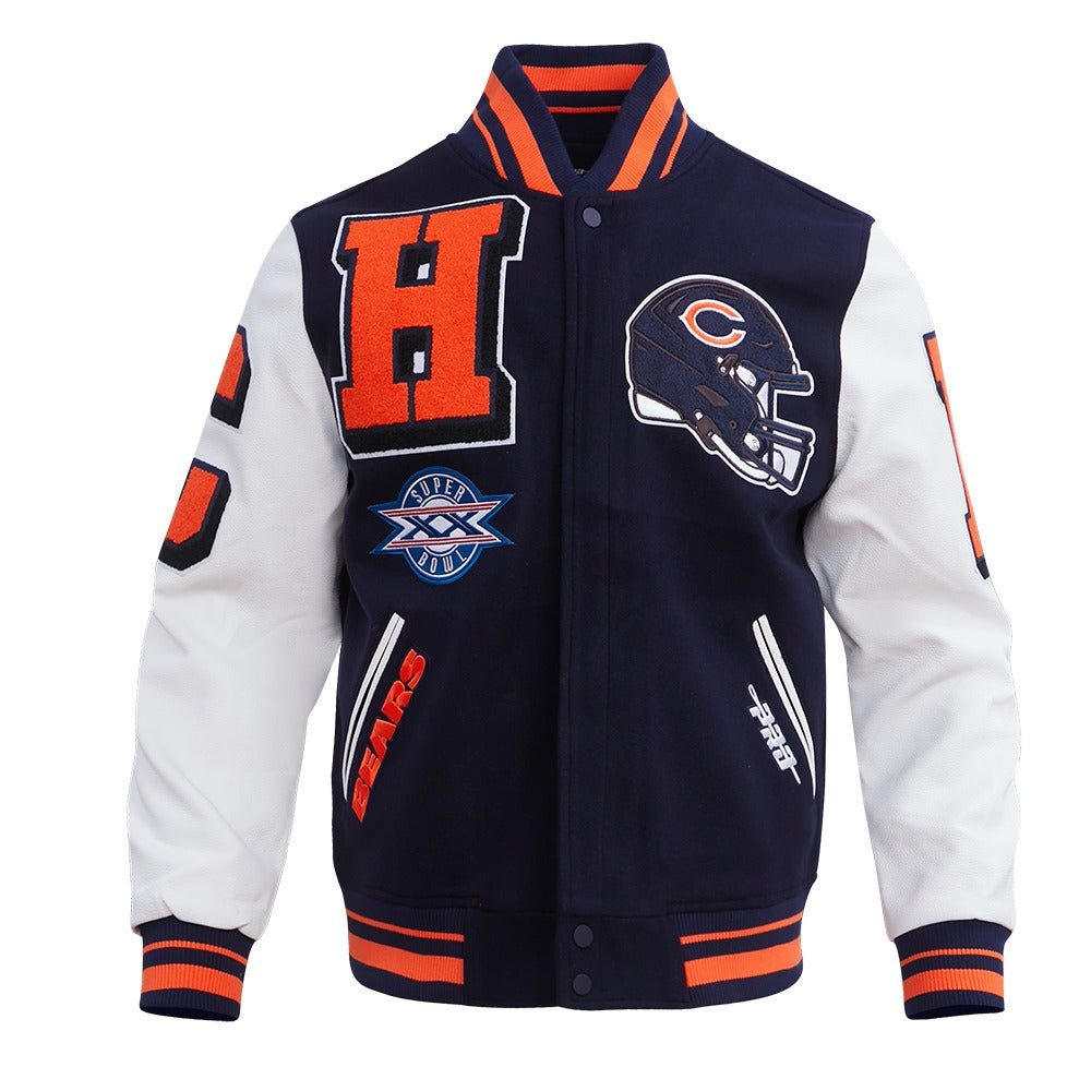 CHICAGO BEARS MASH UP RIB WOOL VARSITY JACKET