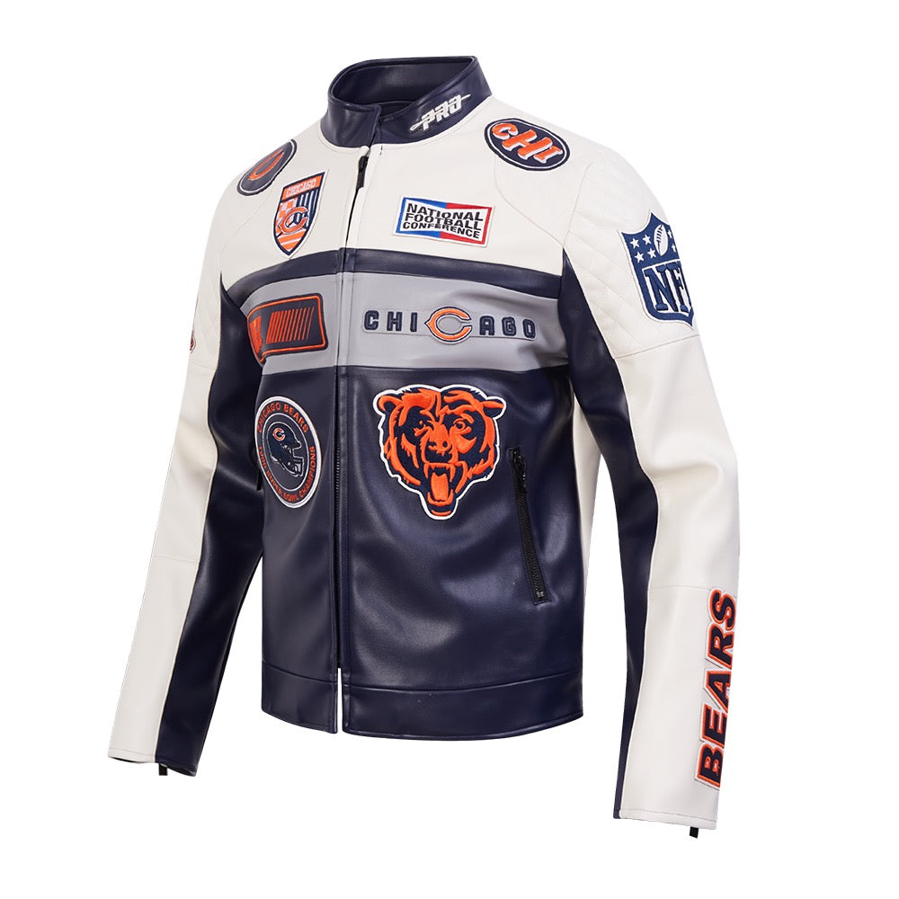 CHICAGO BEARS MEN'S LEATHER JACKET MOTO JACKET