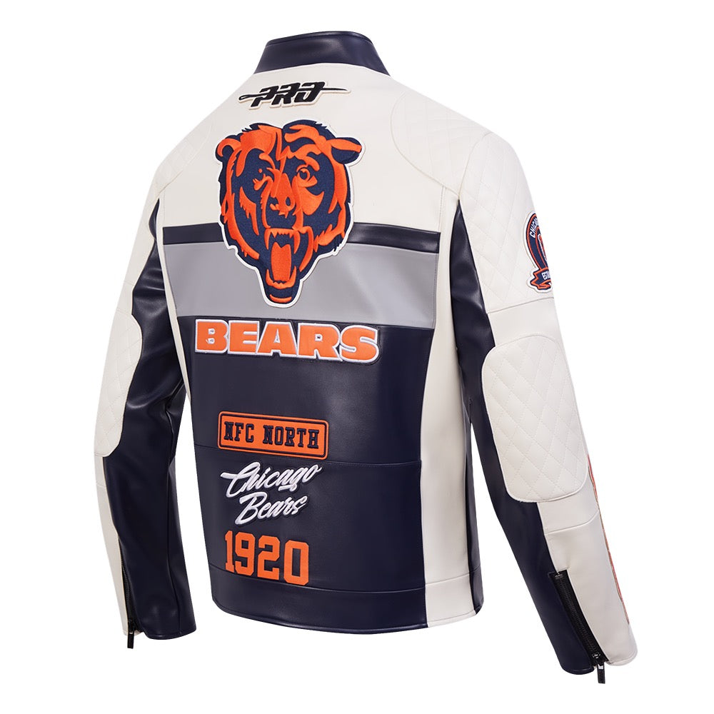 CHICAGO BEARS MEN'S LEATHER JACKET MOTO JACKET