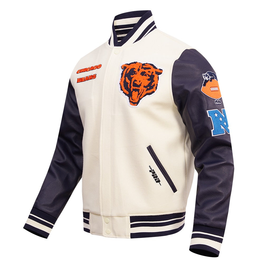 CHICAGO BEARS RETRO CLASSIC RIB WOOL VARSITY JACKET