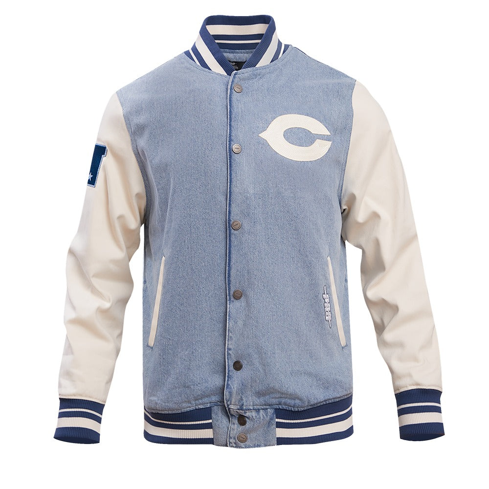 CHICAGO BEARS VARSITY BLUES DENIM VARSITY JACKET