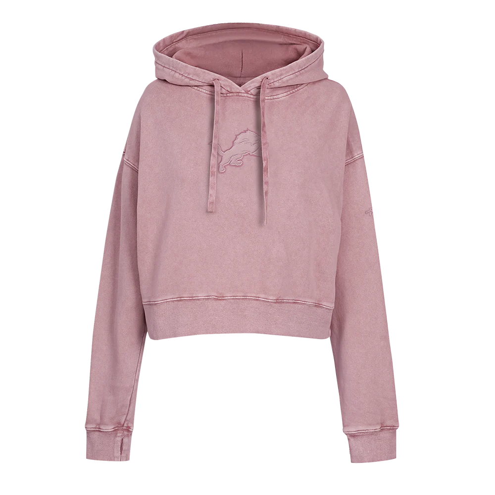 NFL DETROIT LIONS WASHED CLASSIC WOMEN'S ENZYME WASH FT CROPPED PO HOO