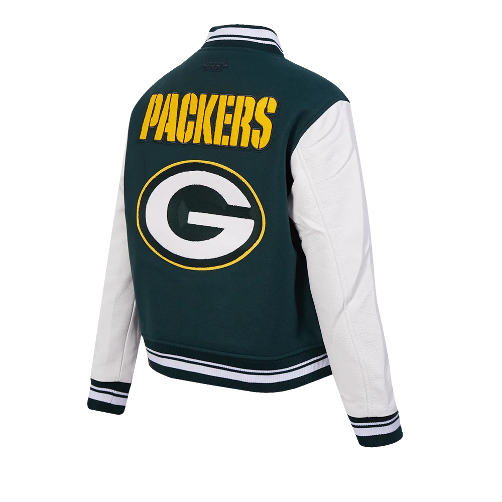 NFL GREEN BAY PACKERS MASHUP WOMEN'S RIB WOOL VARSITY JACKET