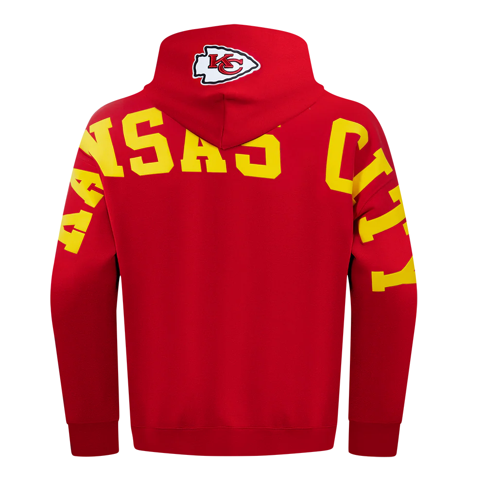 NFL KANSAS CITY CHIEFS WINGSPAN MEN'S DROP SHOULDER FLEECE PULLOVER HOODIE