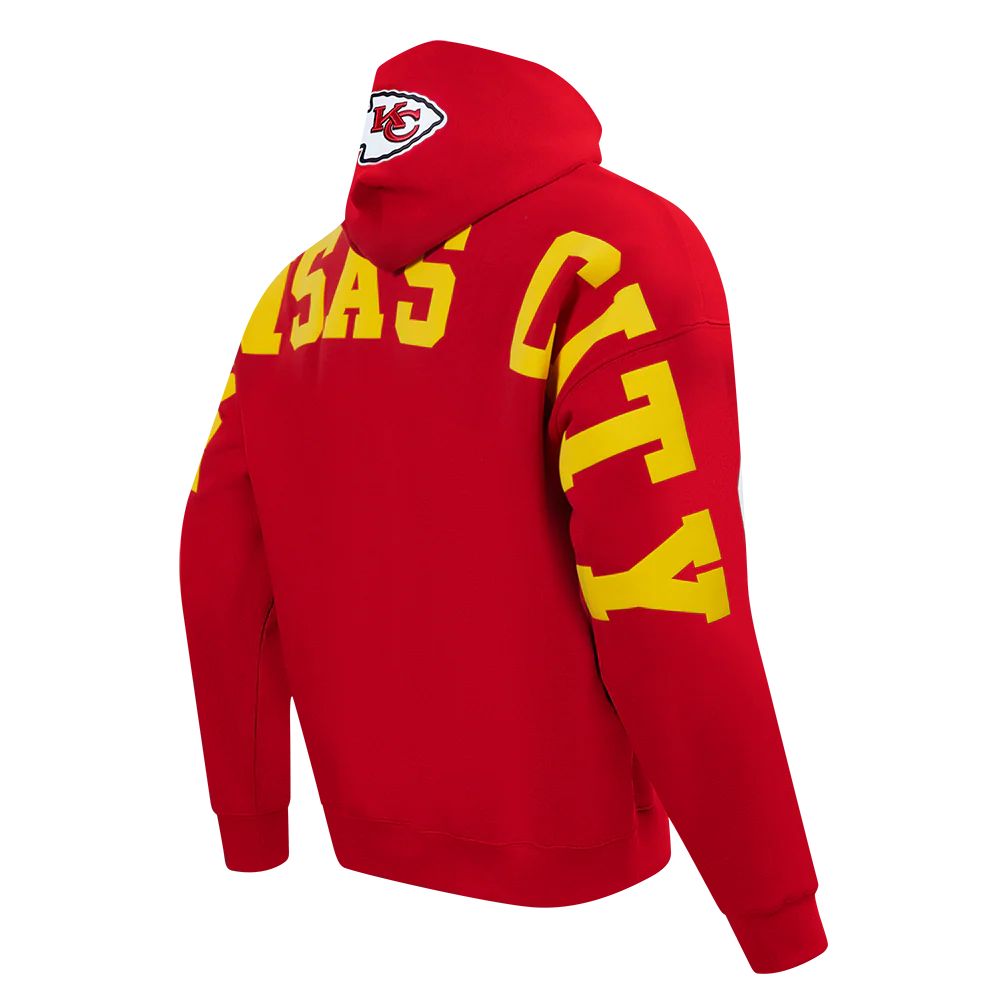 NFL KANSAS CITY CHIEFS WINGSPAN MEN'S DROP SHOULDER FLEECE PULLOVER HOODIE