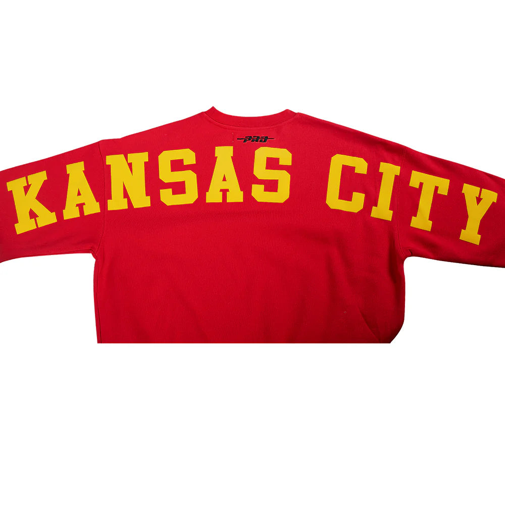 NFL KANSAS CITY CHIEFS WINGSPAN MEN'S DROP SHOULDER FLEECE CREWNECK