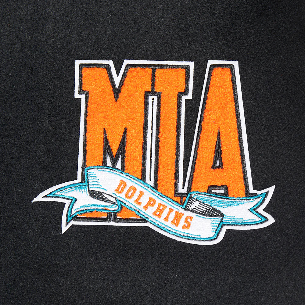 NFL MIAMI DOLPHINS TEAM PENNANTS MEN'S RIB WOOL VARSITY JACKET
