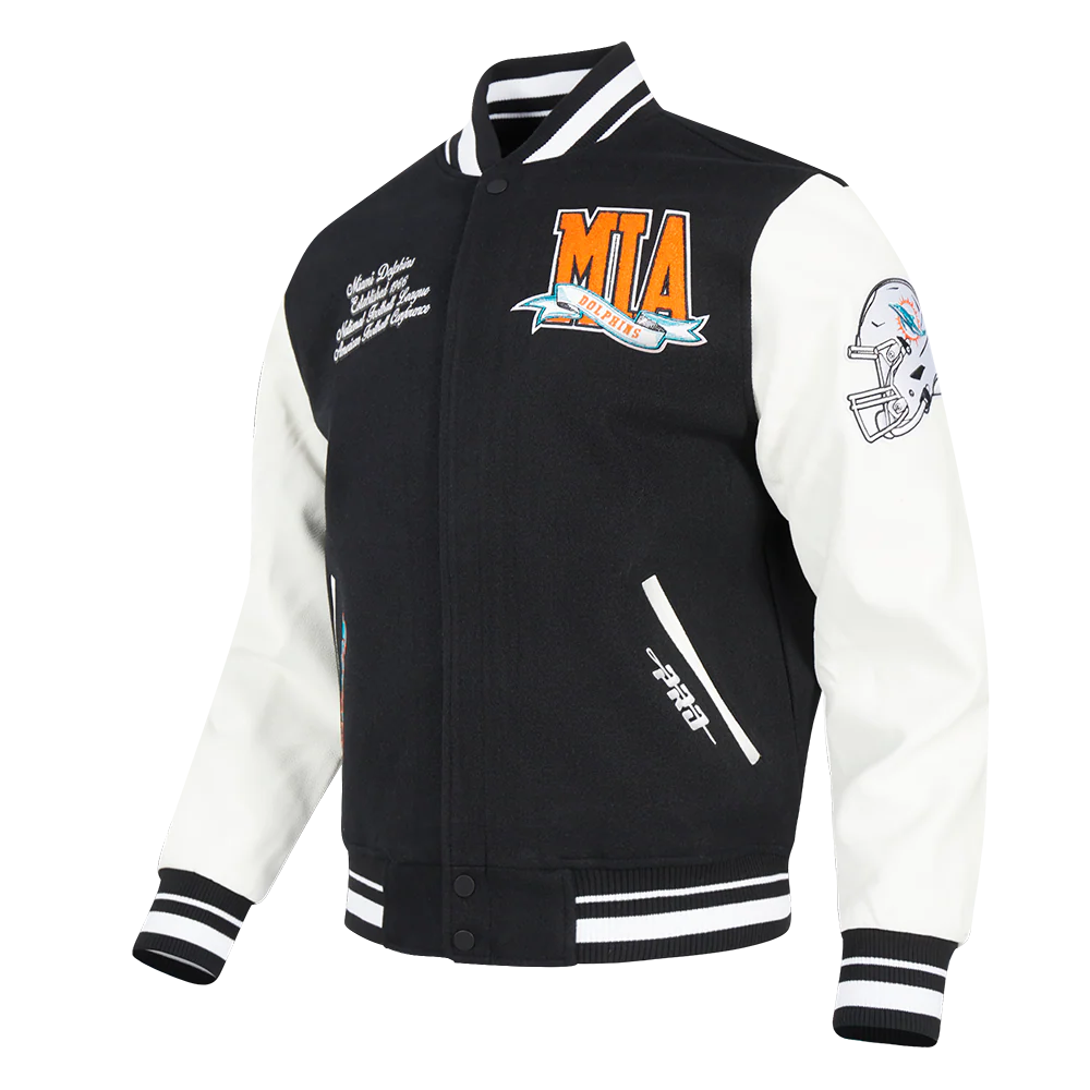 NFL MIAMI DOLPHINS TEAM PENNANTS MEN'S RIB WOOL VARSITY JACKET