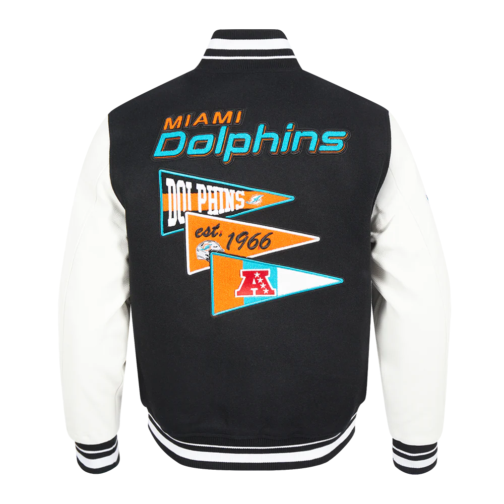 NFL MIAMI DOLPHINS TEAM PENNANTS MEN'S RIB WOOL VARSITY JACKET