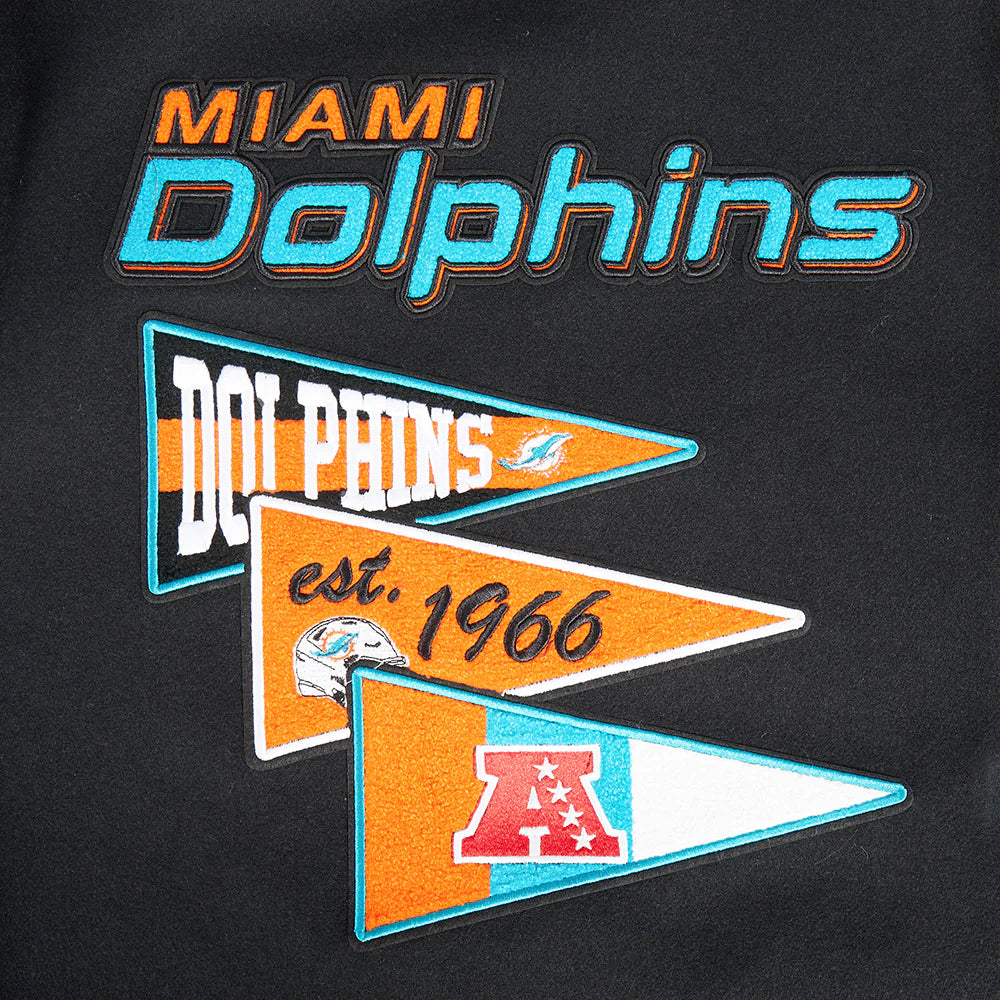 NFL MIAMI DOLPHINS TEAM PENNANTS MEN'S RIB WOOL VARSITY JACKET