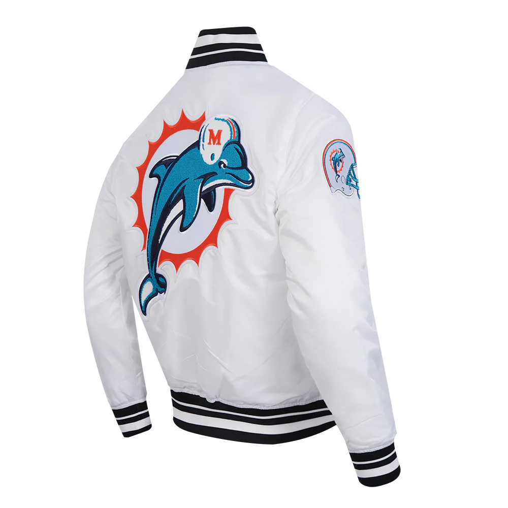 NFL MIAMI DOLPHINS RETRO CLASSIC MEN'S RIB SATIN JACKET