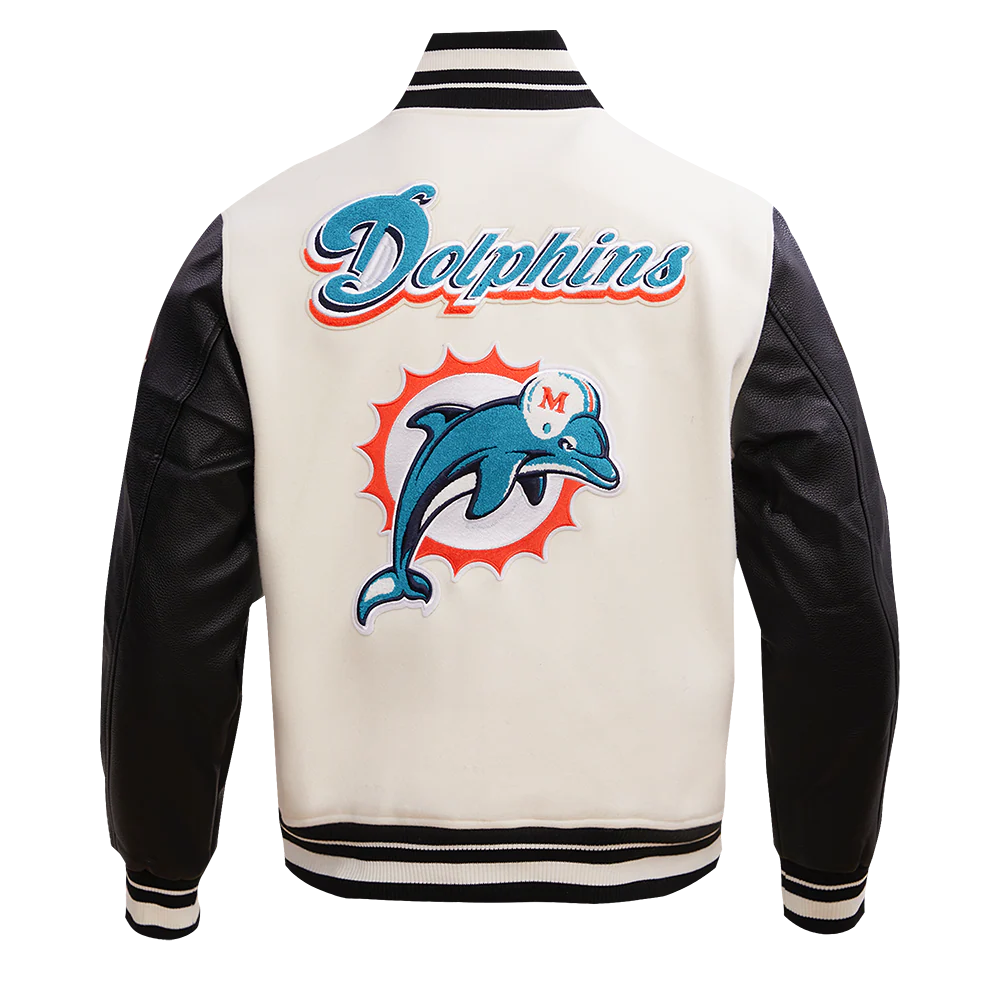 NFL MIAMI DOLPHINS RETRO CLASSIC MEN'S RIB WOOL VARSITY JACKET