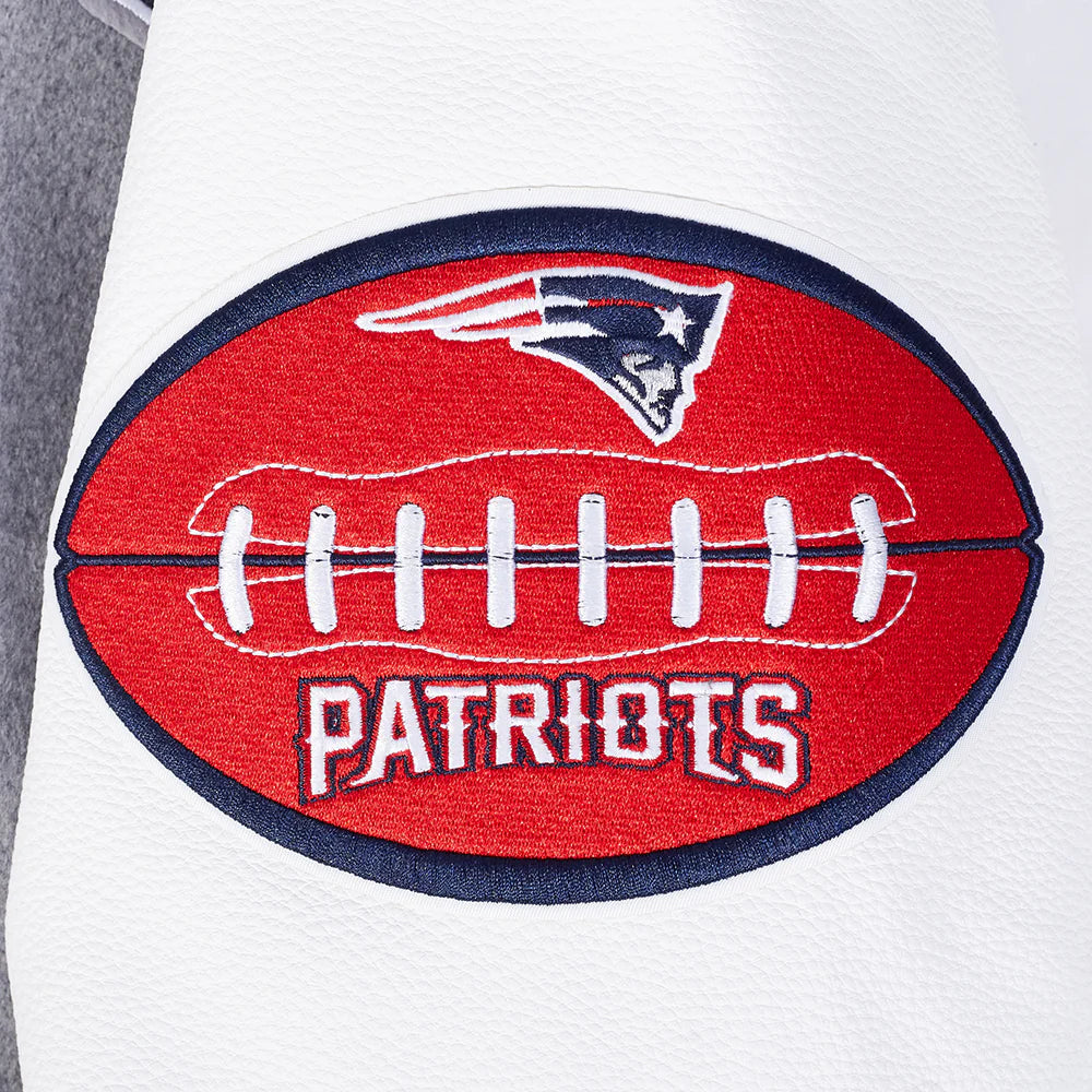 NFL NEW ENGLAND PATRIOTS OLD ENGLISH MEN'S RIB WOOL VARSITY JACKET