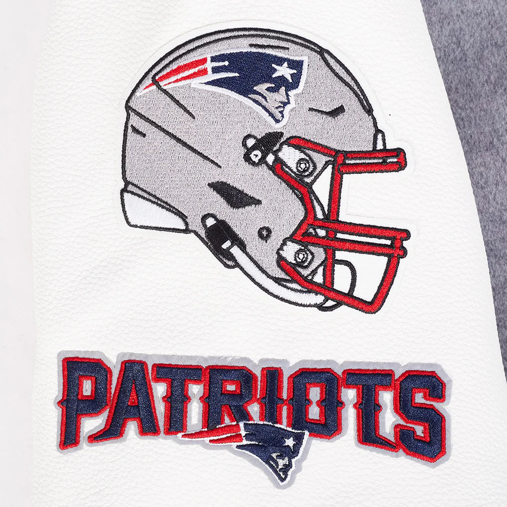 NFL NEW ENGLAND PATRIOTS OLD ENGLISH MEN'S RIB WOOL VARSITY JACKET