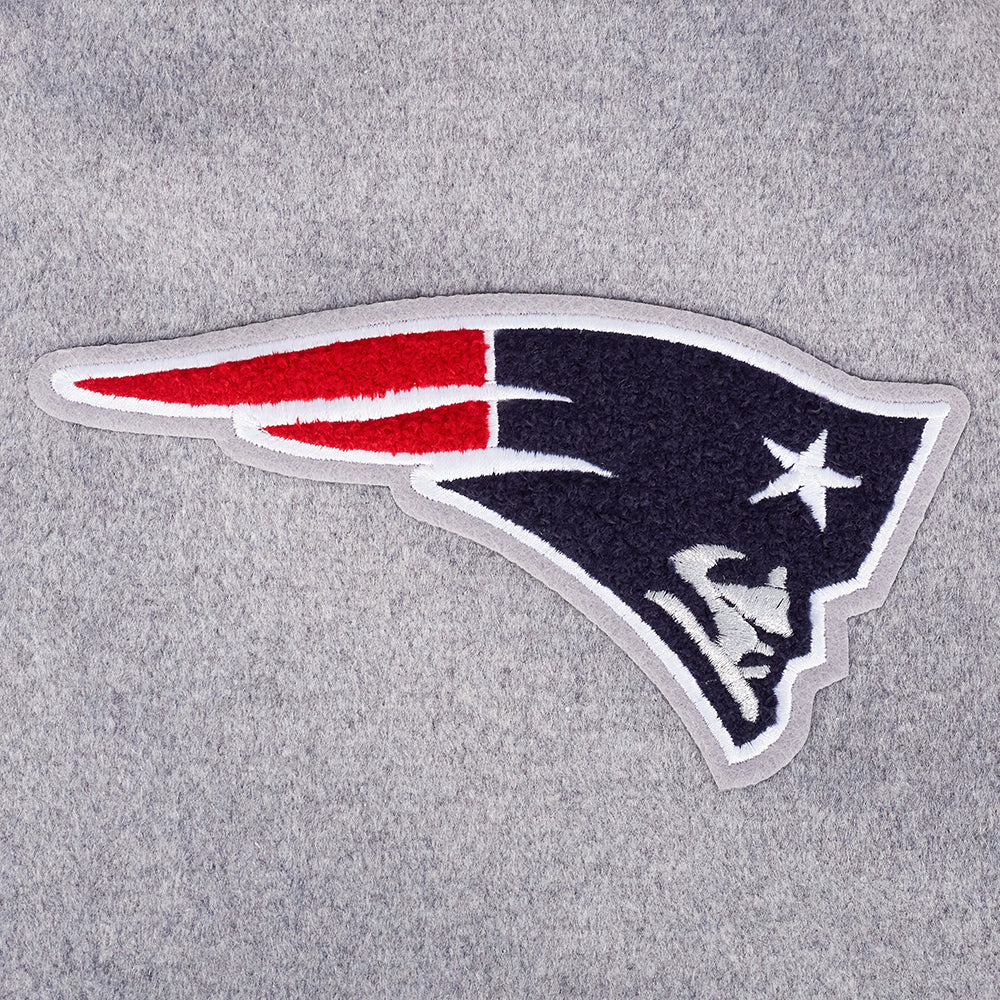 NFL NEW ENGLAND PATRIOTS OLD ENGLISH MEN'S RIB WOOL VARSITY JACKET