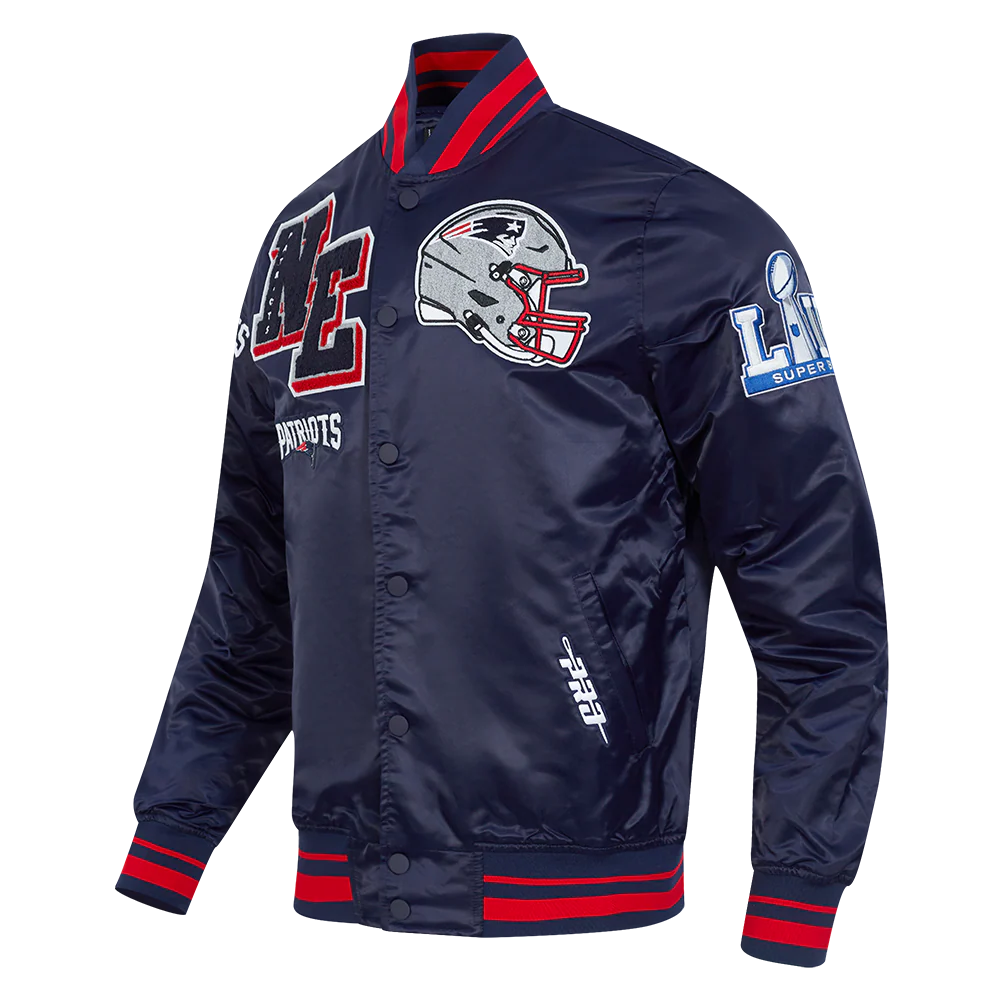 NFL NEW ENGLAND PATRIOTS MASHUP MEN'S RIB SATIN JACKET