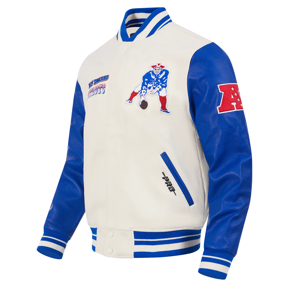 NFL NEW ENGLAND PATRIOTS RETRO CLASSIC MEN'S RIB WOOL VARSITY JACKET