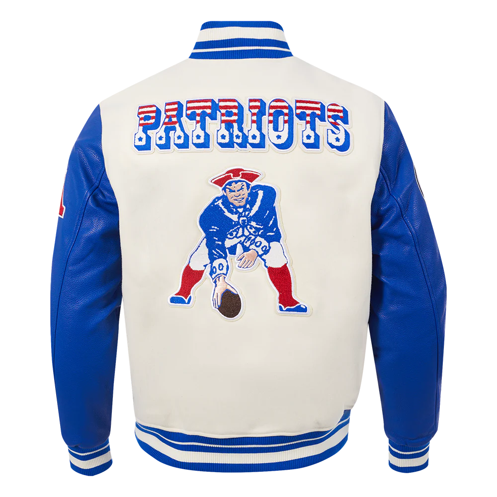 NFL NEW ENGLAND PATRIOTS RETRO CLASSIC MEN'S RIB WOOL VARSITY JACKET