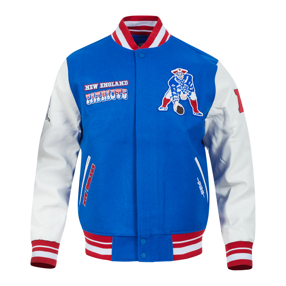NFL NEW ENGLAND PATRIOTS RETRO CLASSIC MEN'S RIB WOOL VARSITY JACKET
